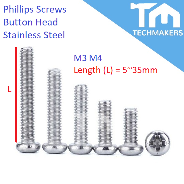 M3 M4 535mm Philips Round/Button/Pan Head Screw Cross Stainless Steel