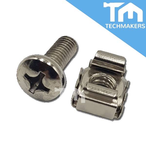 1 Set of M6 Mounting Screw & Cage Nut Fastener for Server Rack Mount