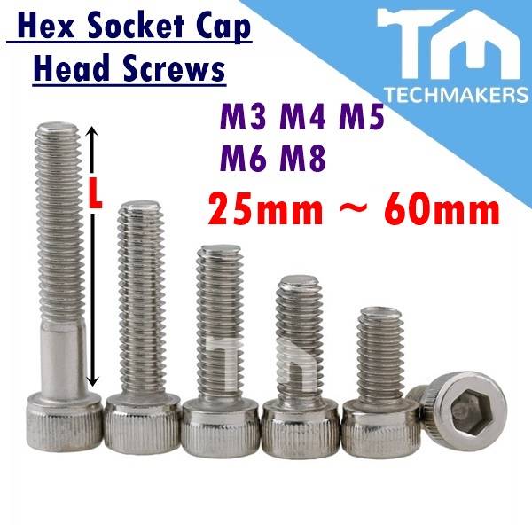 M3 M4 M5 M6 M8 Hex Socket Cap Head Screws 304 Stainless Steel Allen