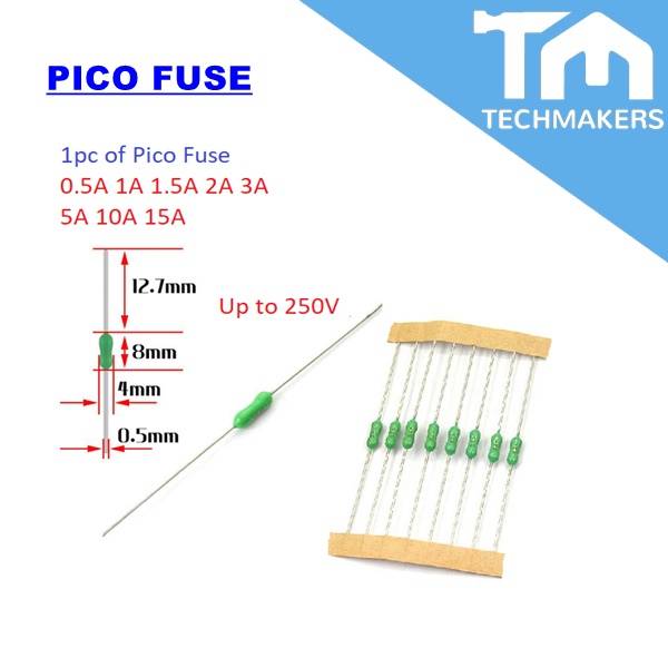 1pc of Pico Fuse Fast Blow Axial Fuse 0.5A 1A 1.5A 2A 3A 5A 10A 15A