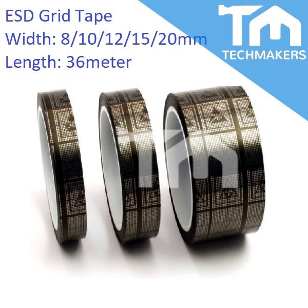 ESD Tape Black AntiStatic Grid Tape 8mm/10mm/12mm/15mm/20mm x 36meter