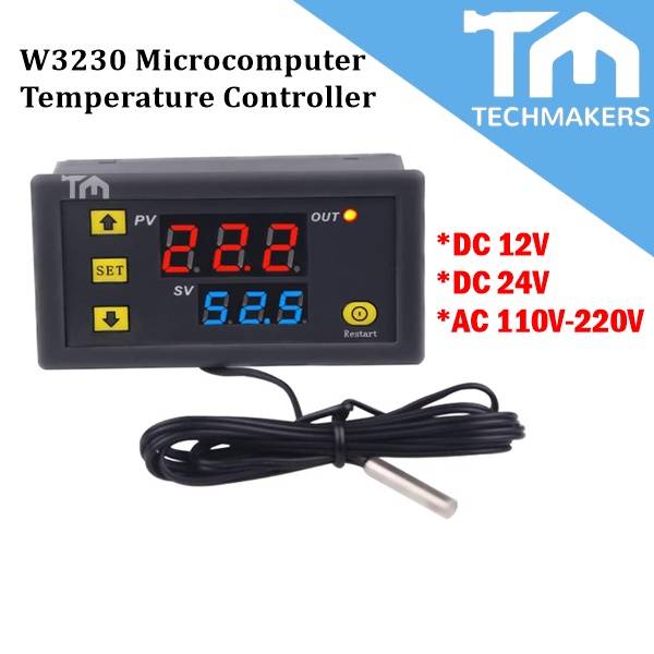 W3230 DC 12V 24V 110V 220V AC Digital Temperature Controller LED