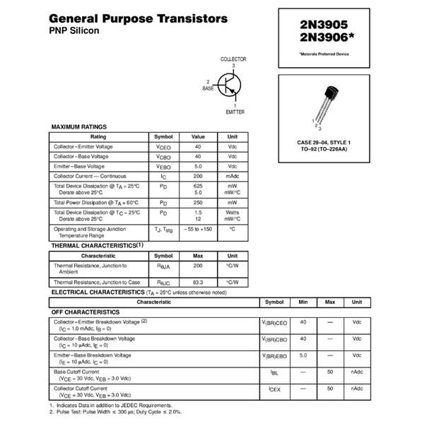 2N3906 PNP General Purpose Amplifier