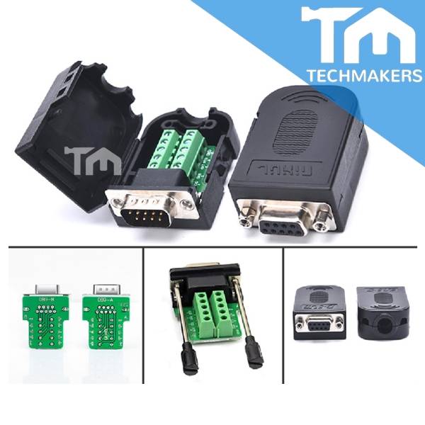 DB9 Male/Female Solderless 9Pin Serial Port Connector Kit Connect
