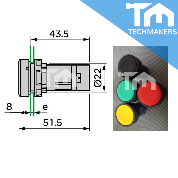 Economical XB7 Green Push Button 22mm Switch Normally Open NO Spring