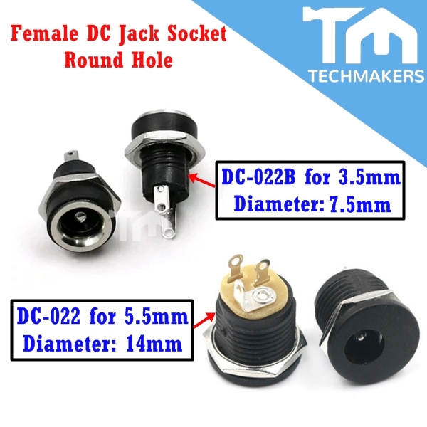 Module Socket Female Dc Female DC Jack Socket Round Hole Threaded Nut DC Power Socket Panel Mount