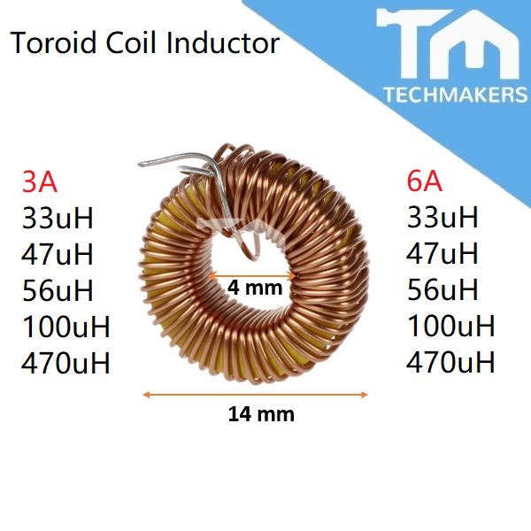 3A/6A Toroid Coil Inductor 33uH / 47uH / 56uH / 100uH / 470uH