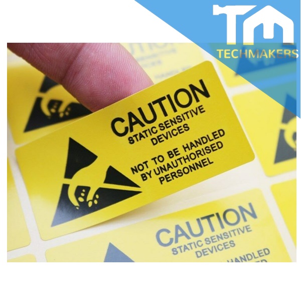 100 Pcs Caution Paper Sticker Adhesive Label for ESD Anti-Static Sensitive Device Electronic ...
