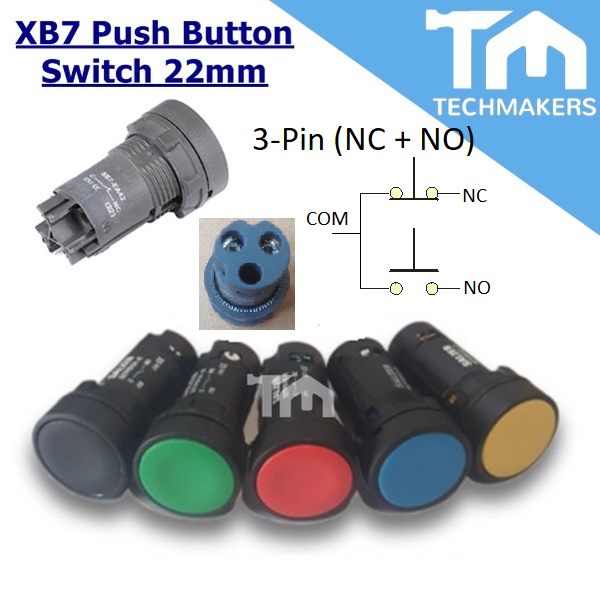 Economical XB7 Green Push Button 22mm Switch Normally Open NO Spring